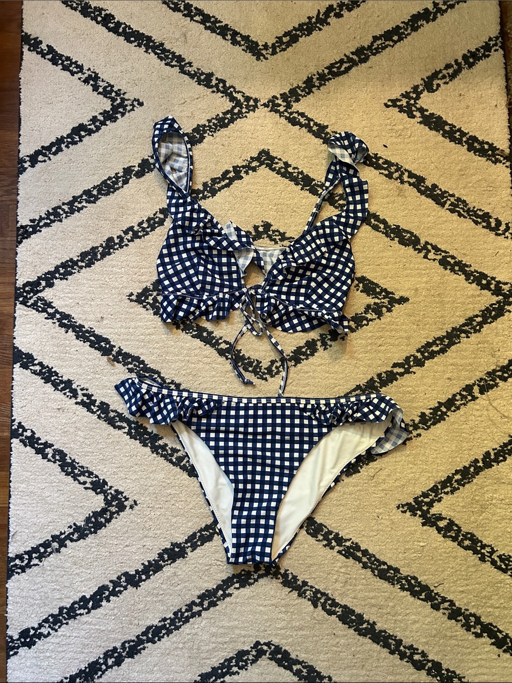 Show Me Your MuMu Navy and White Gingham Bikini Set